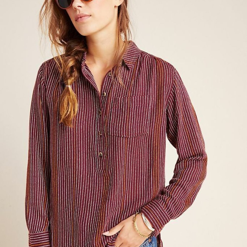 Anthropologie Isadora Button-Back Popover Tunic Top XXS